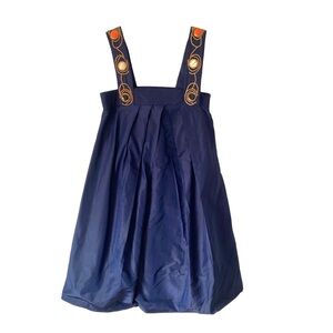 Castle Starr Blue Silk Bubble Hem Dress Embroidered Embellished Straps size 2